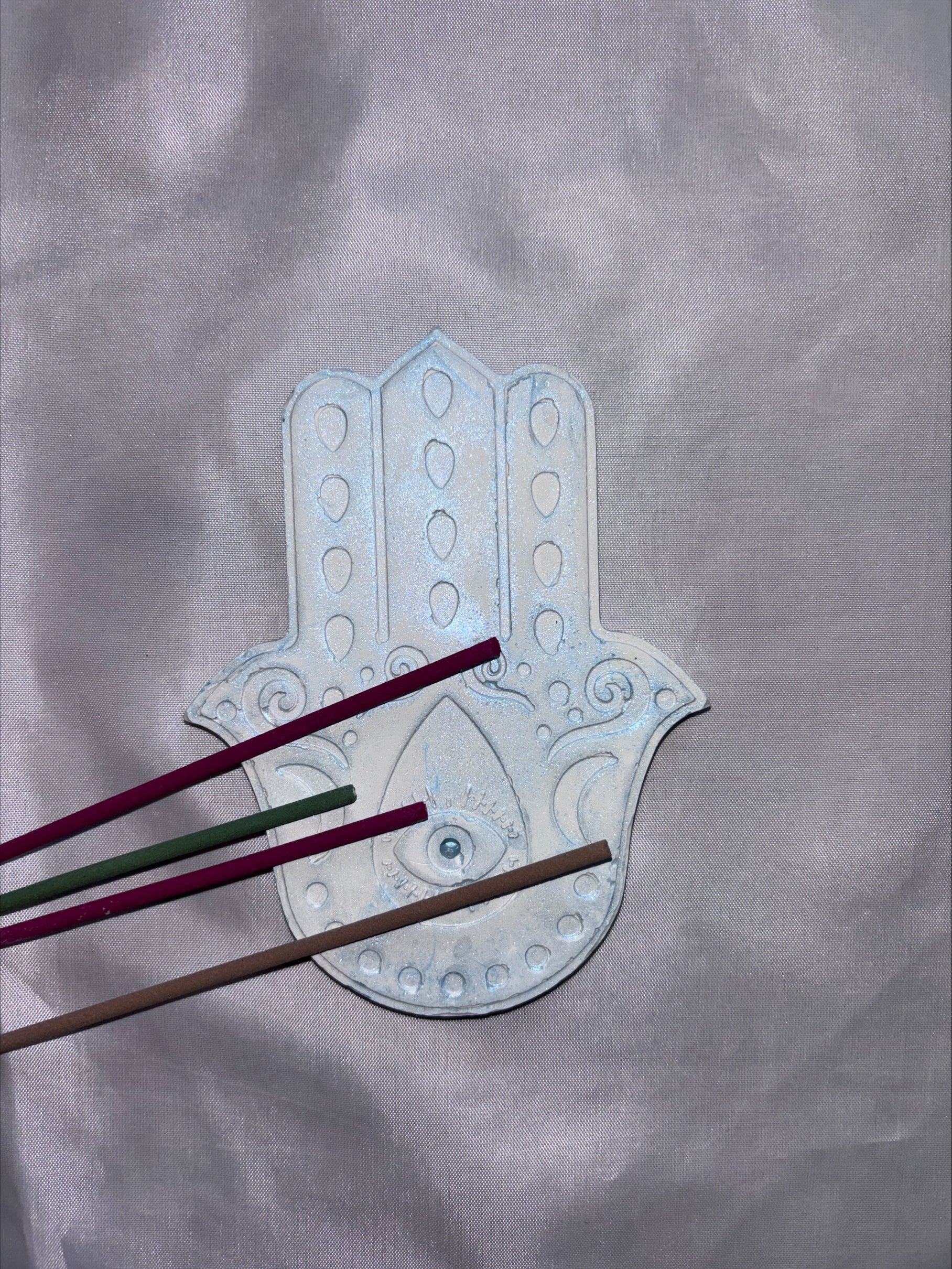 Incense holder Mandala hand blue