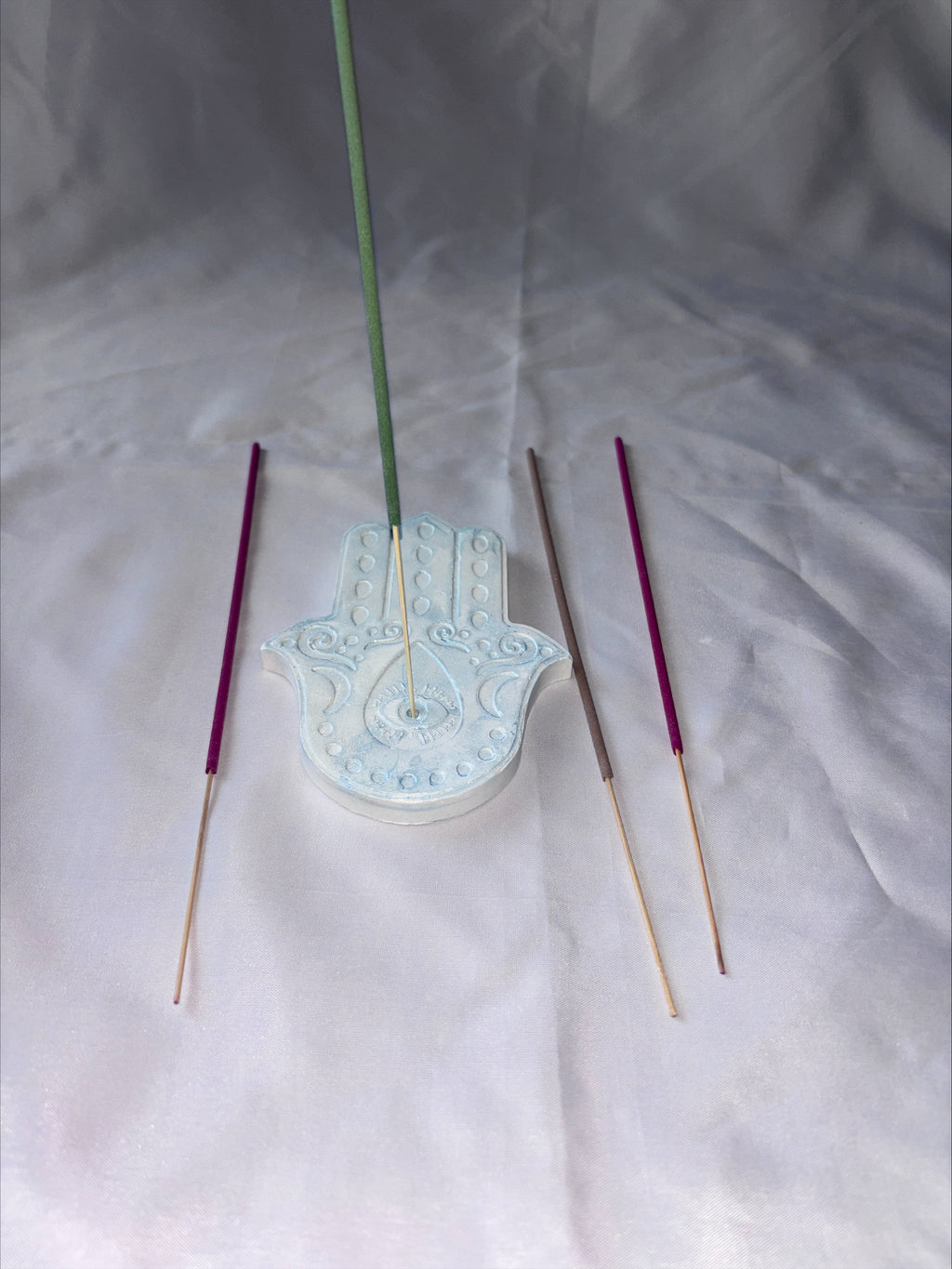 Incense holder Mandala hand blue