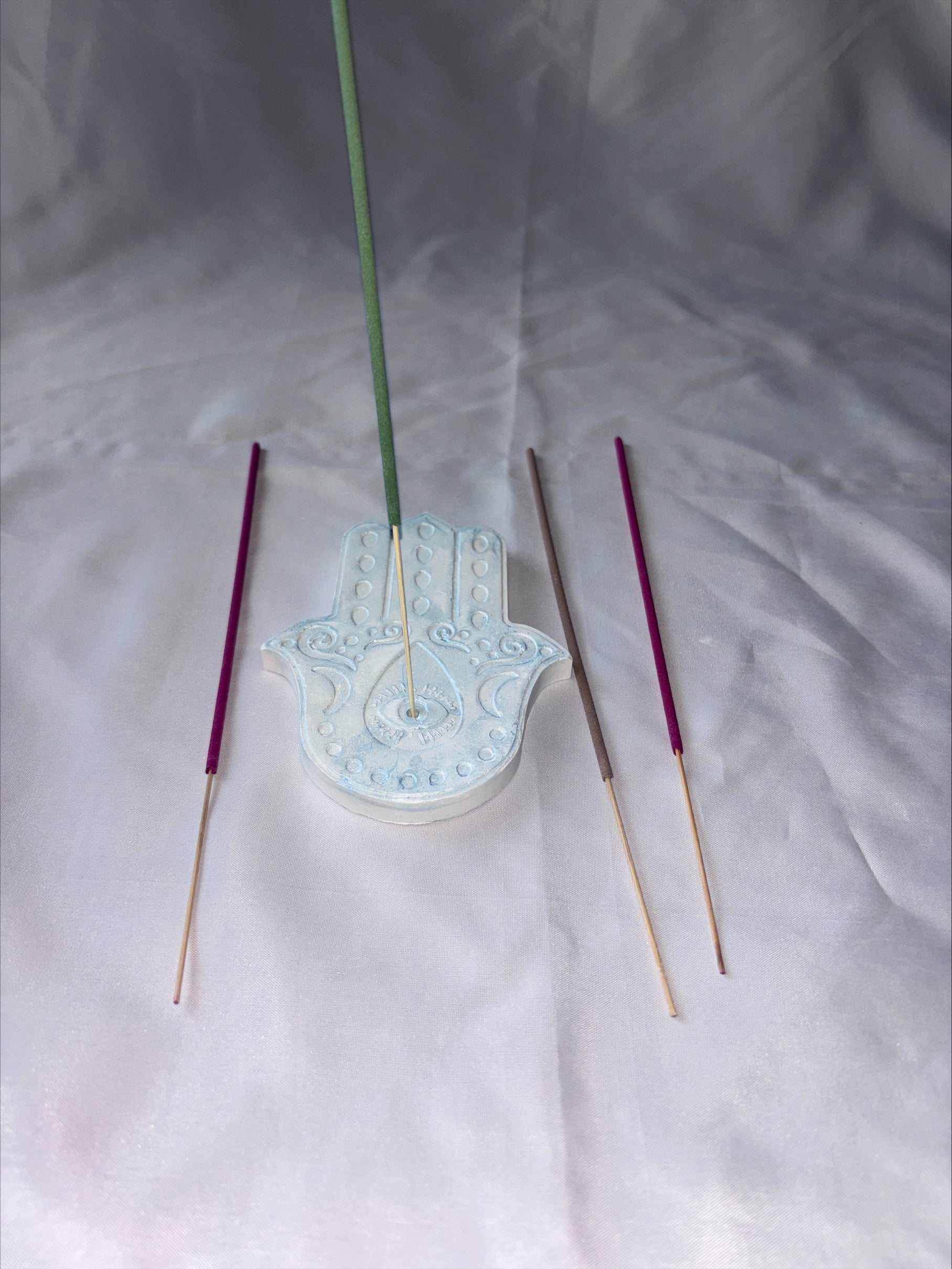 Incense holder Mandala hand blue