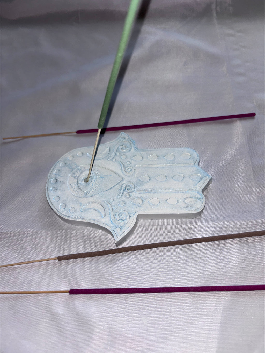 Incense holder Mandala hand blue