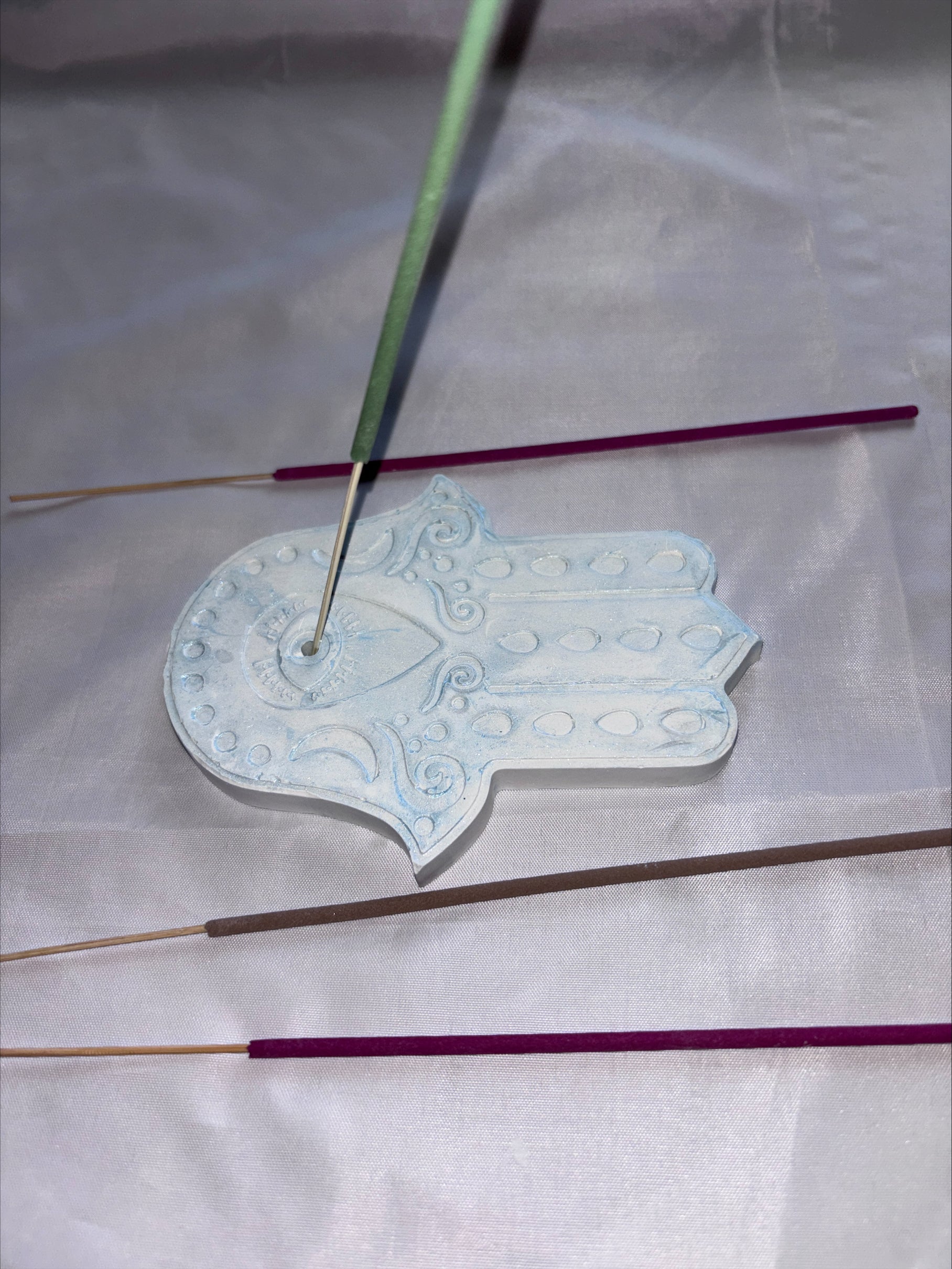 Incense holder Mandala hand blue