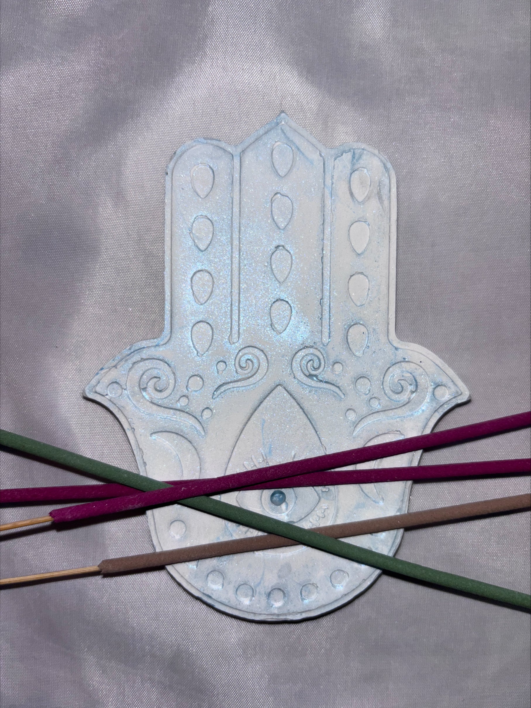 Incense holder Mandala hand blue
