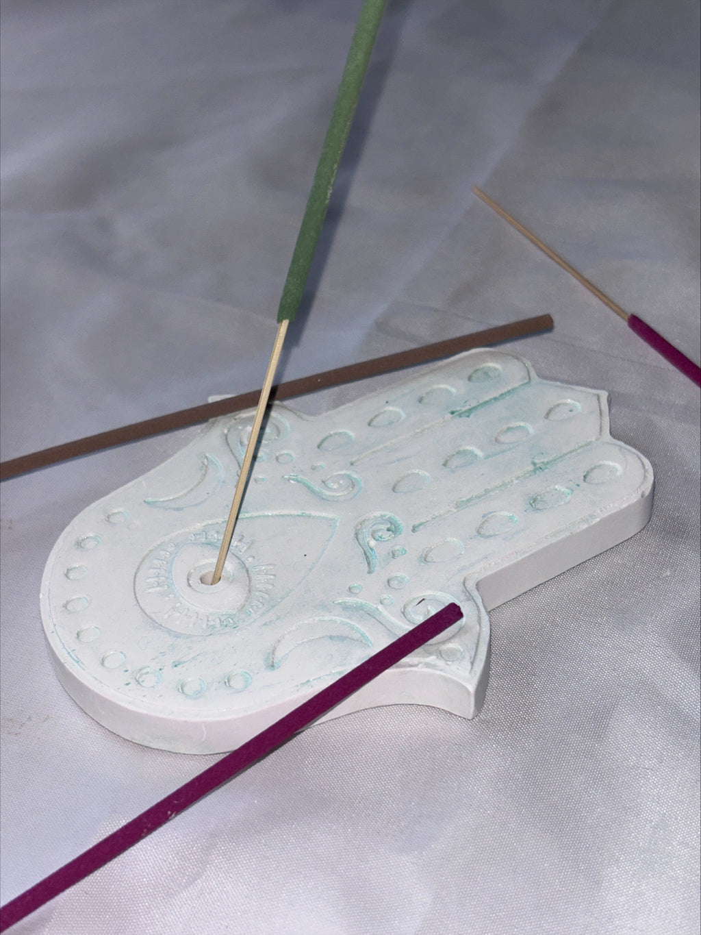 Incense holder Mandala hand Green