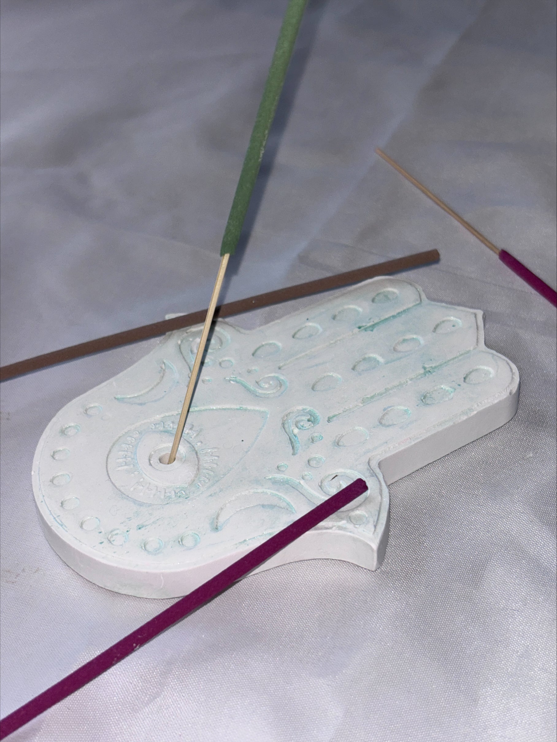 Incense holder Mandala hand Green