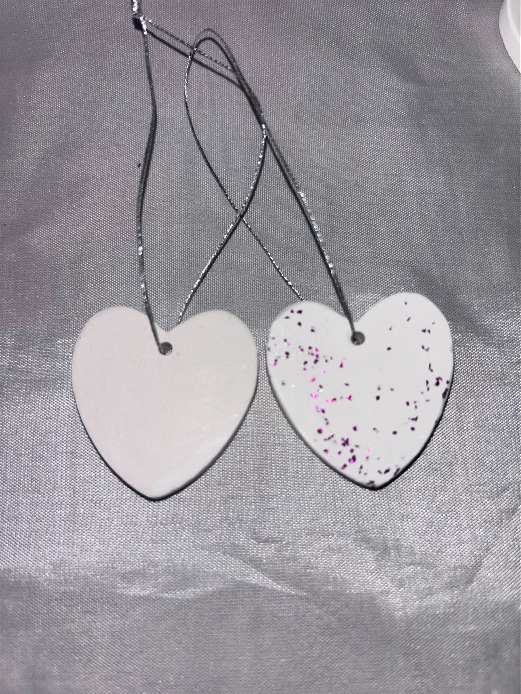 Decoration hearts with pink glitter