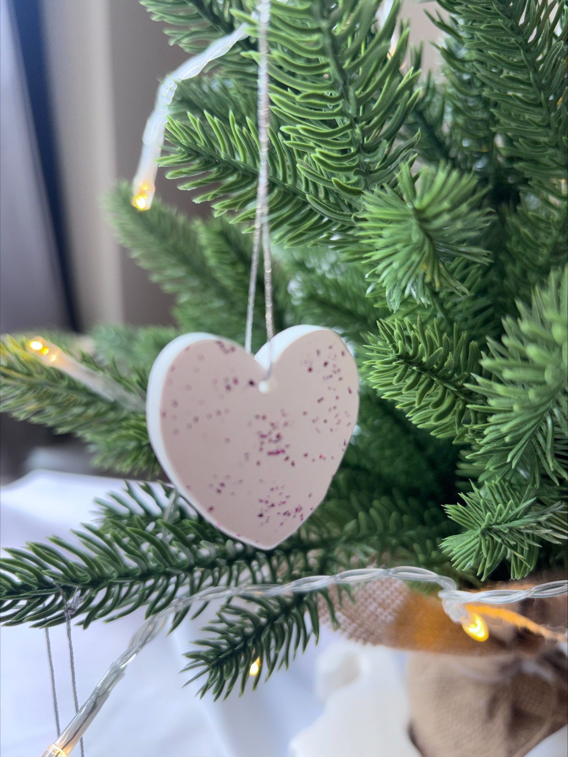 Decoration hearts with pink glitter