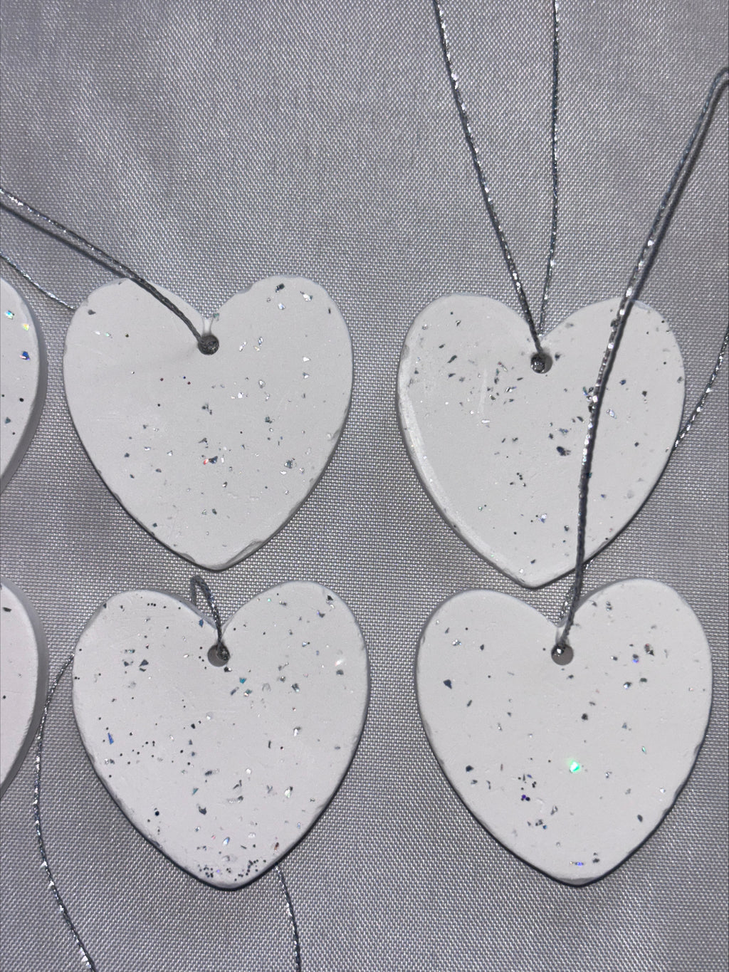 Hearts silver glitter 6