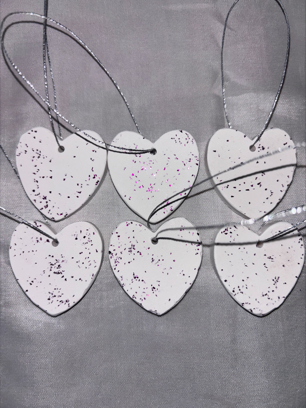 Decoration hearts with pink glitter