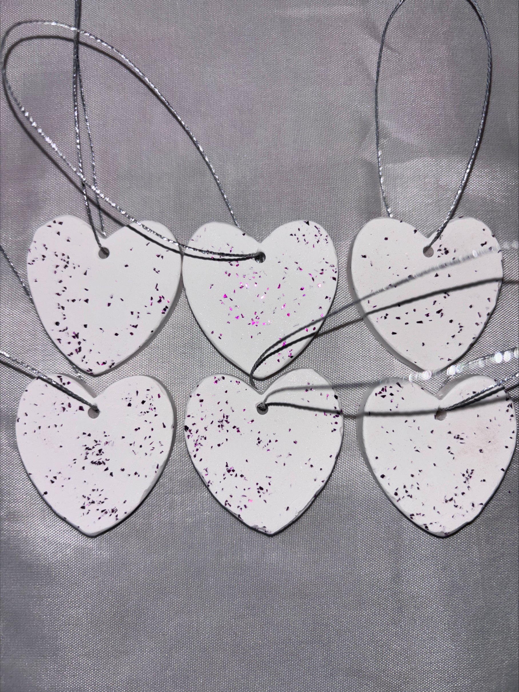 Decoration hearts with pink glitter