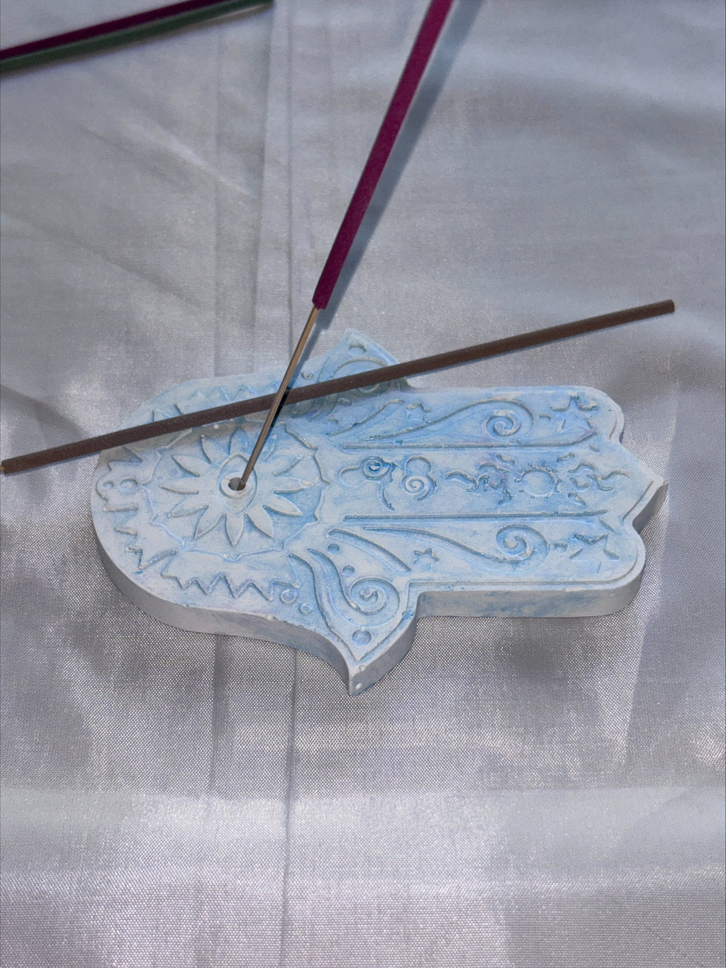 Incense holder Mandala hand blue