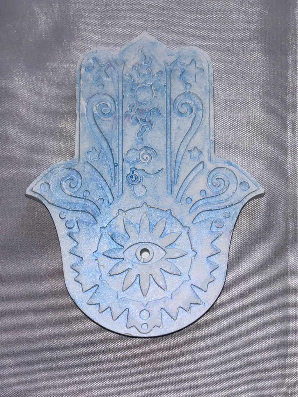 Incense holder Mandala hand blue