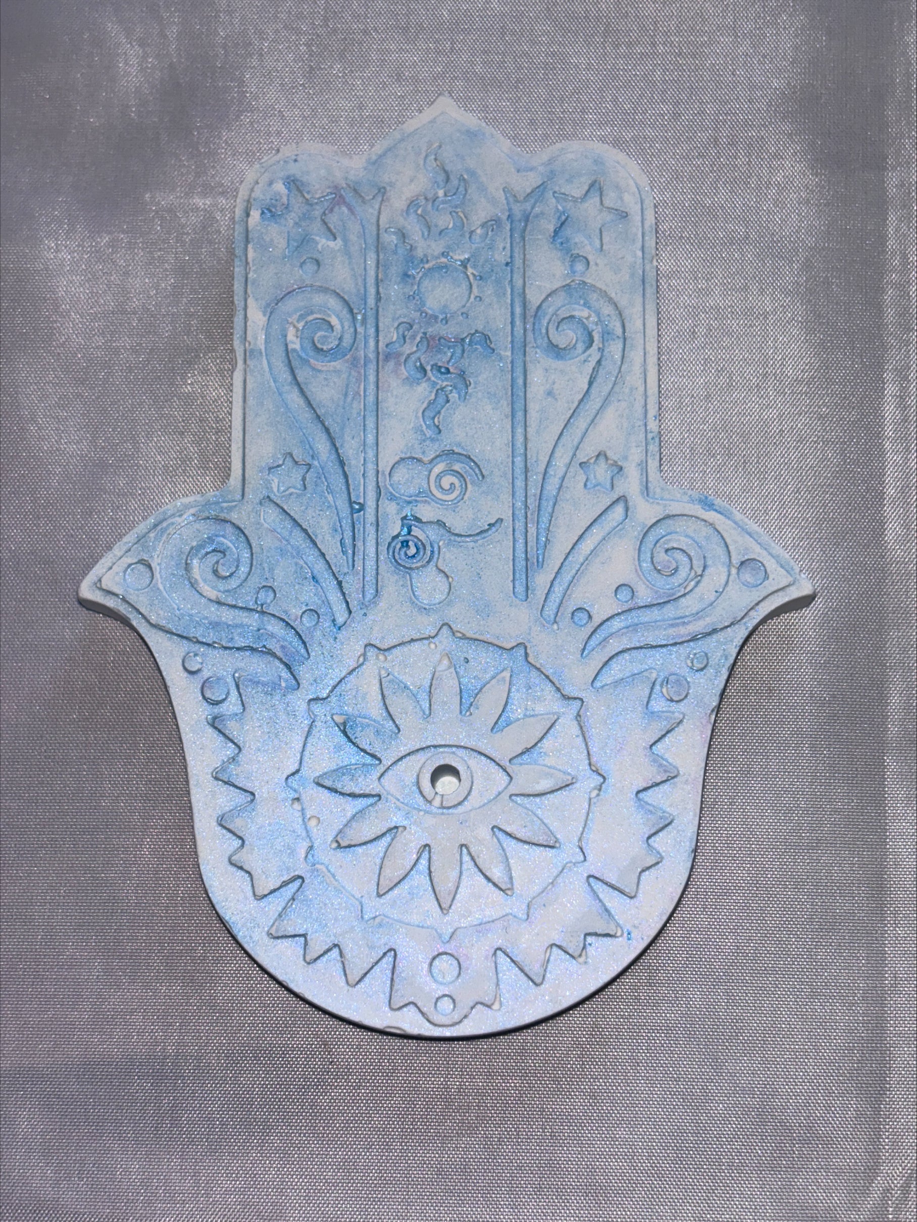 Incense holder Mandala hand blue