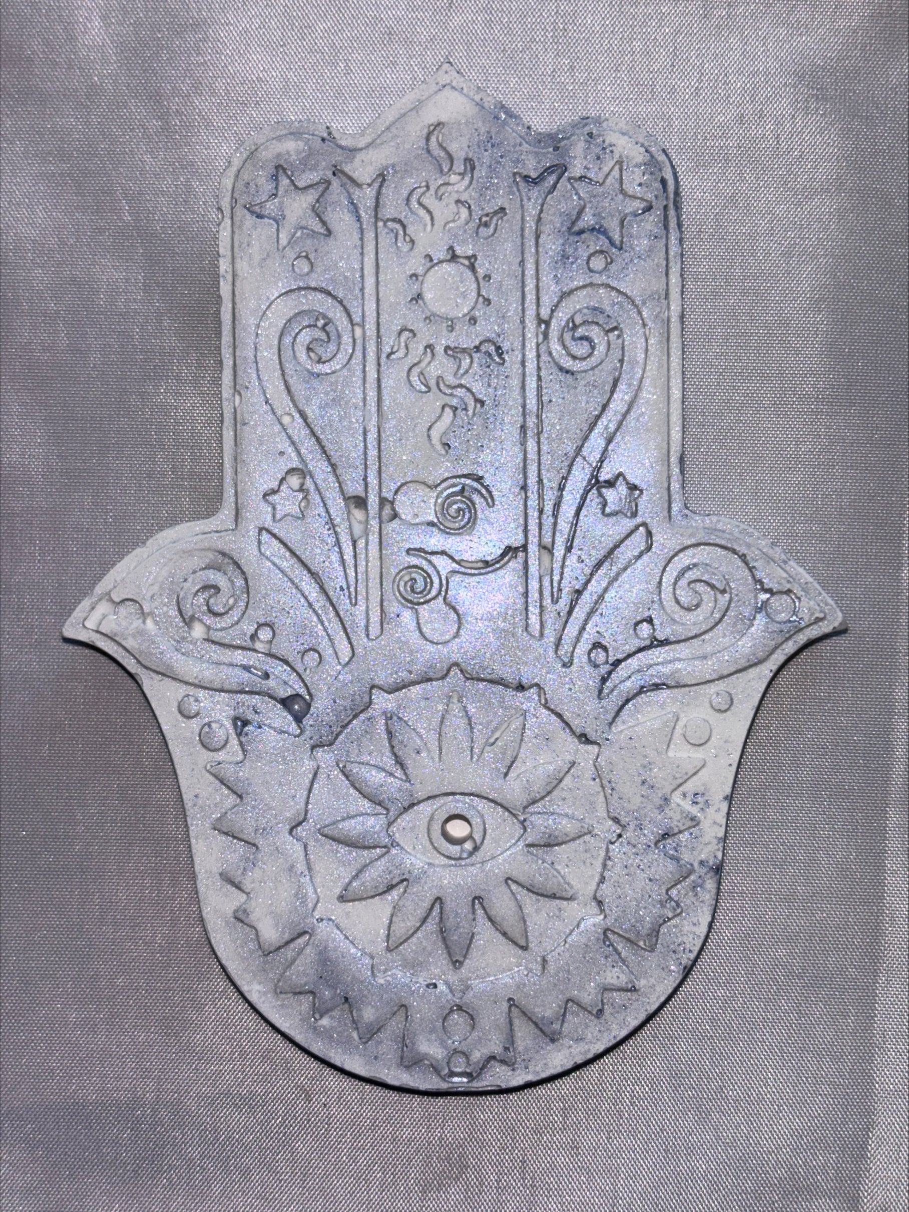 Incense holder Mandala hand grey
