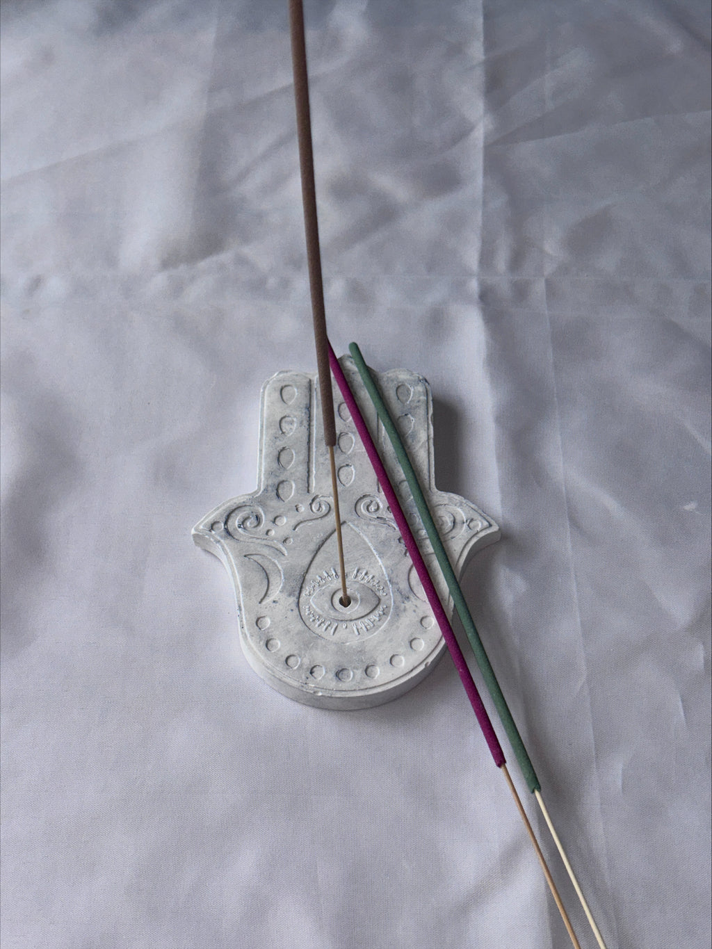 Incense holder Mandala hand grey