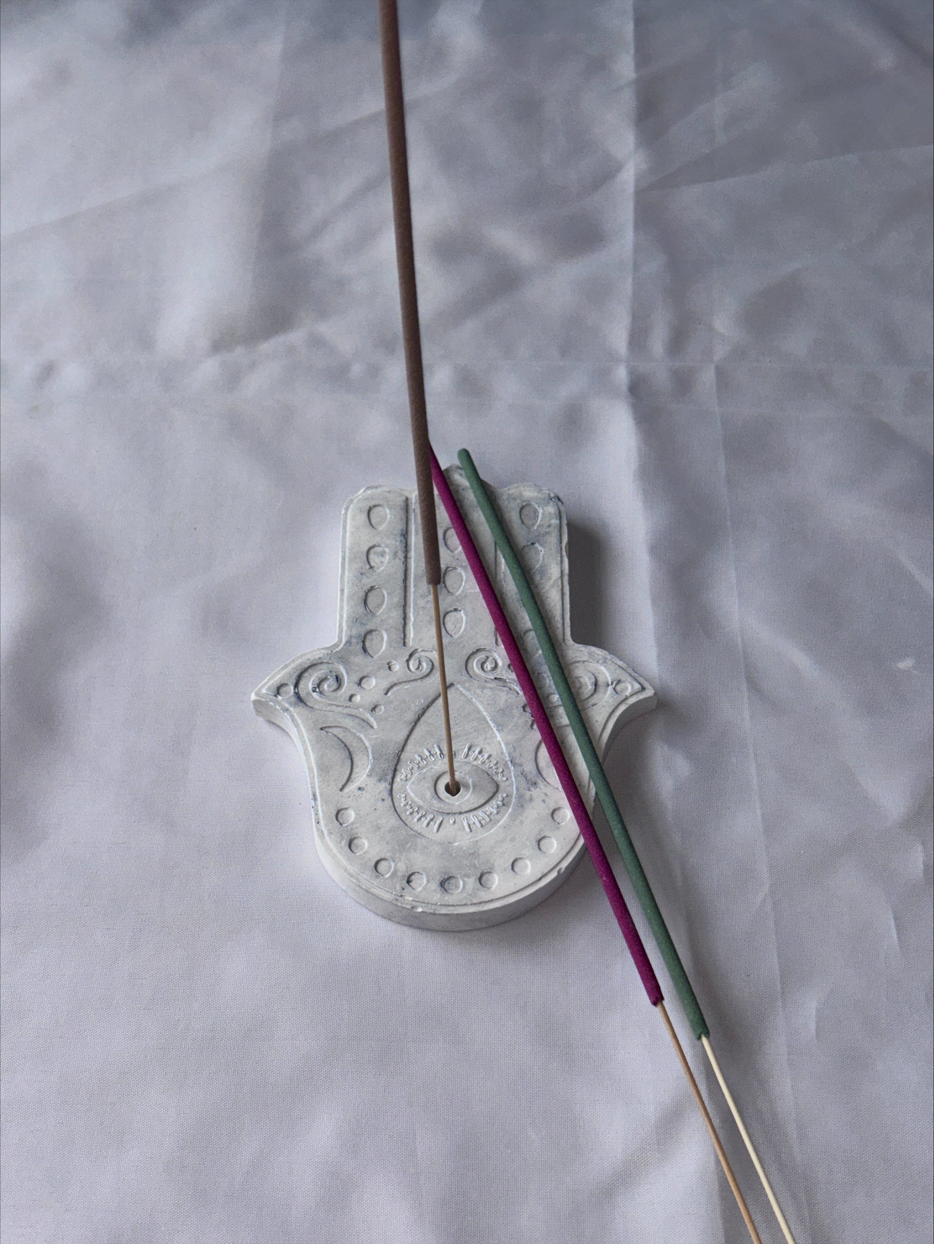 Incense holder Mandala hand grey