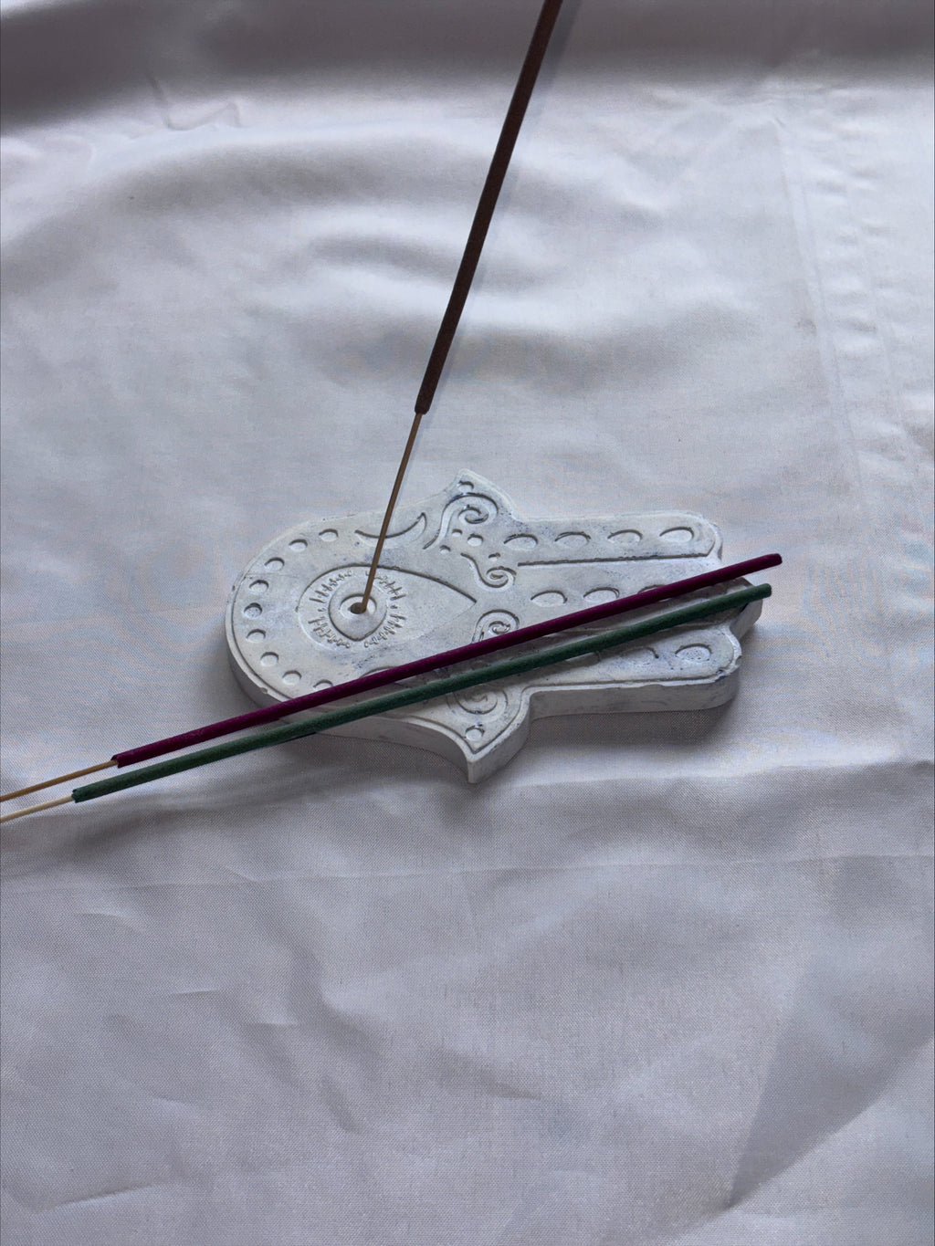 Incense holder Mandala hand grey