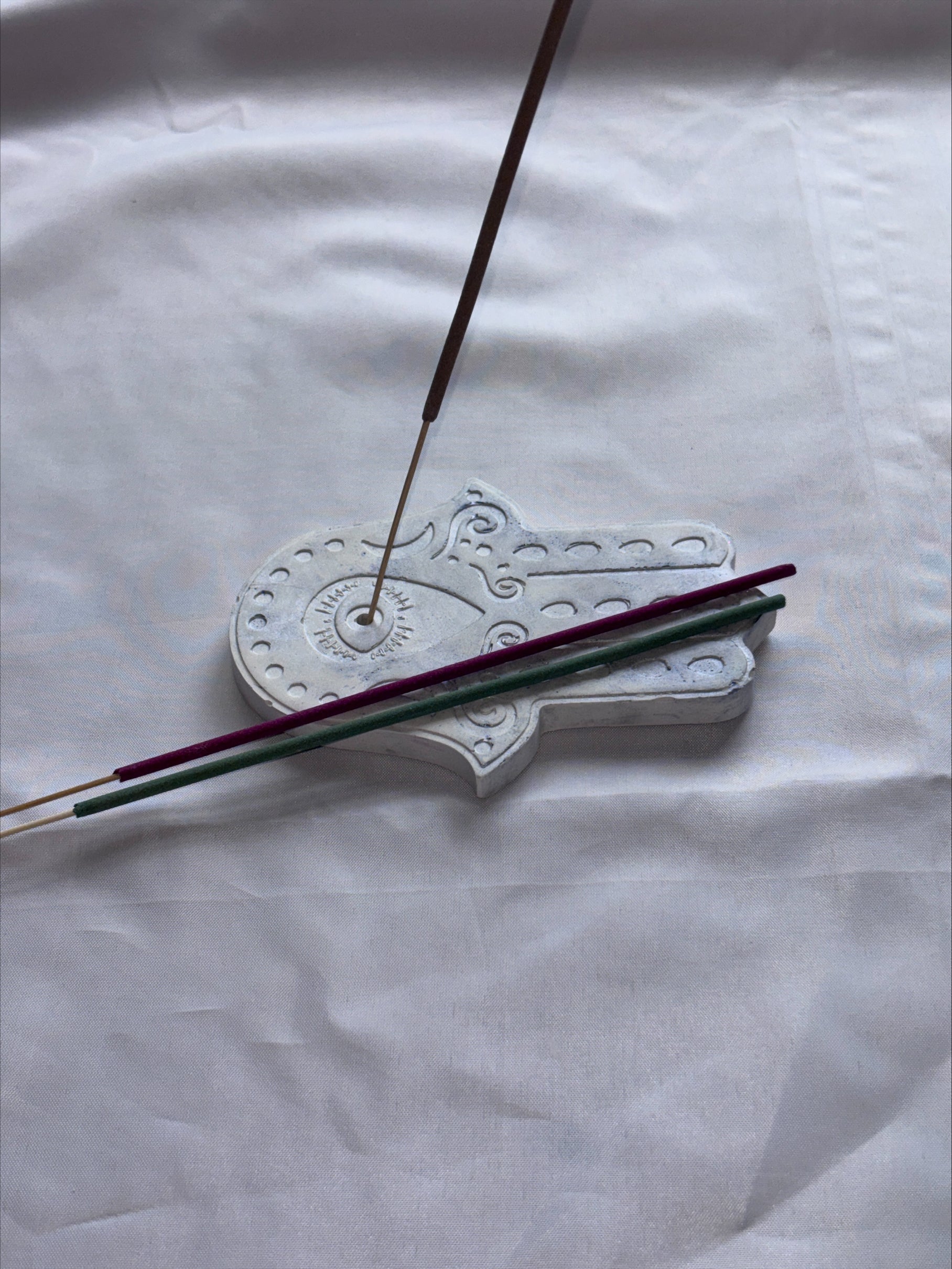Incense holder Mandala hand grey