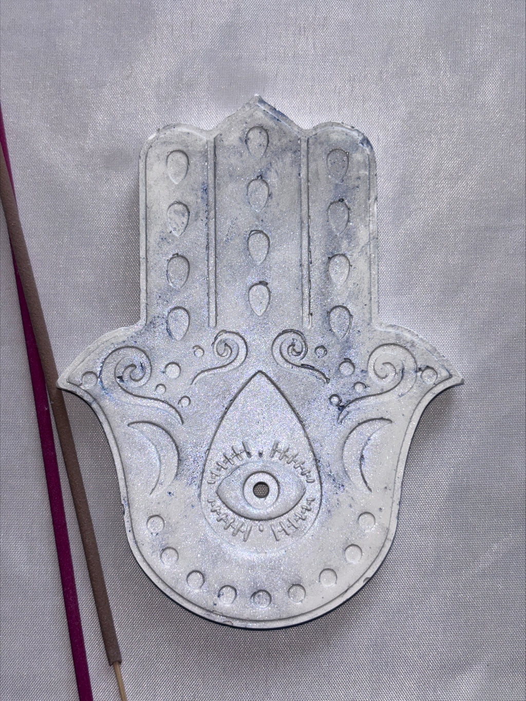 Incense holder Mandala hand grey
