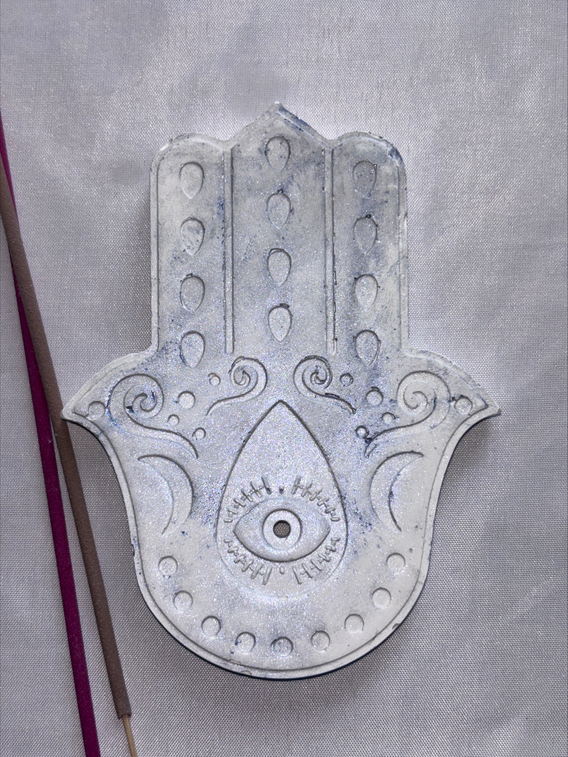 Incense holder Mandala hand grey