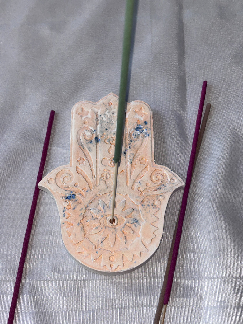 Incense holder Mandala hand orange