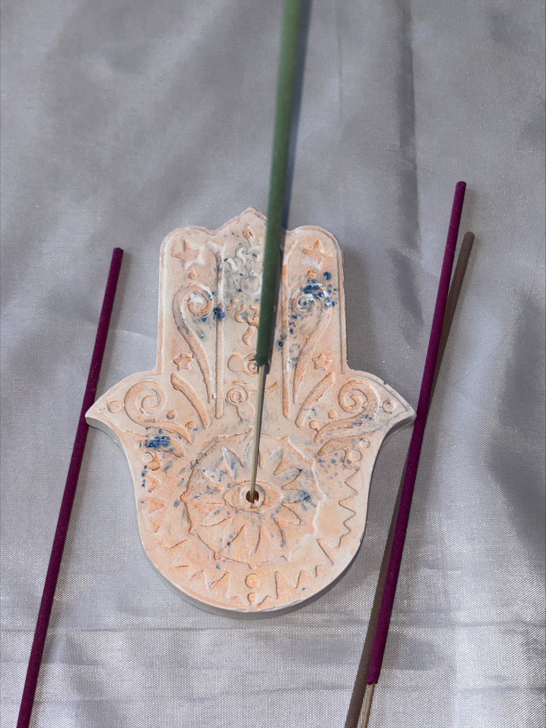 Incense holder Mandala hand orange