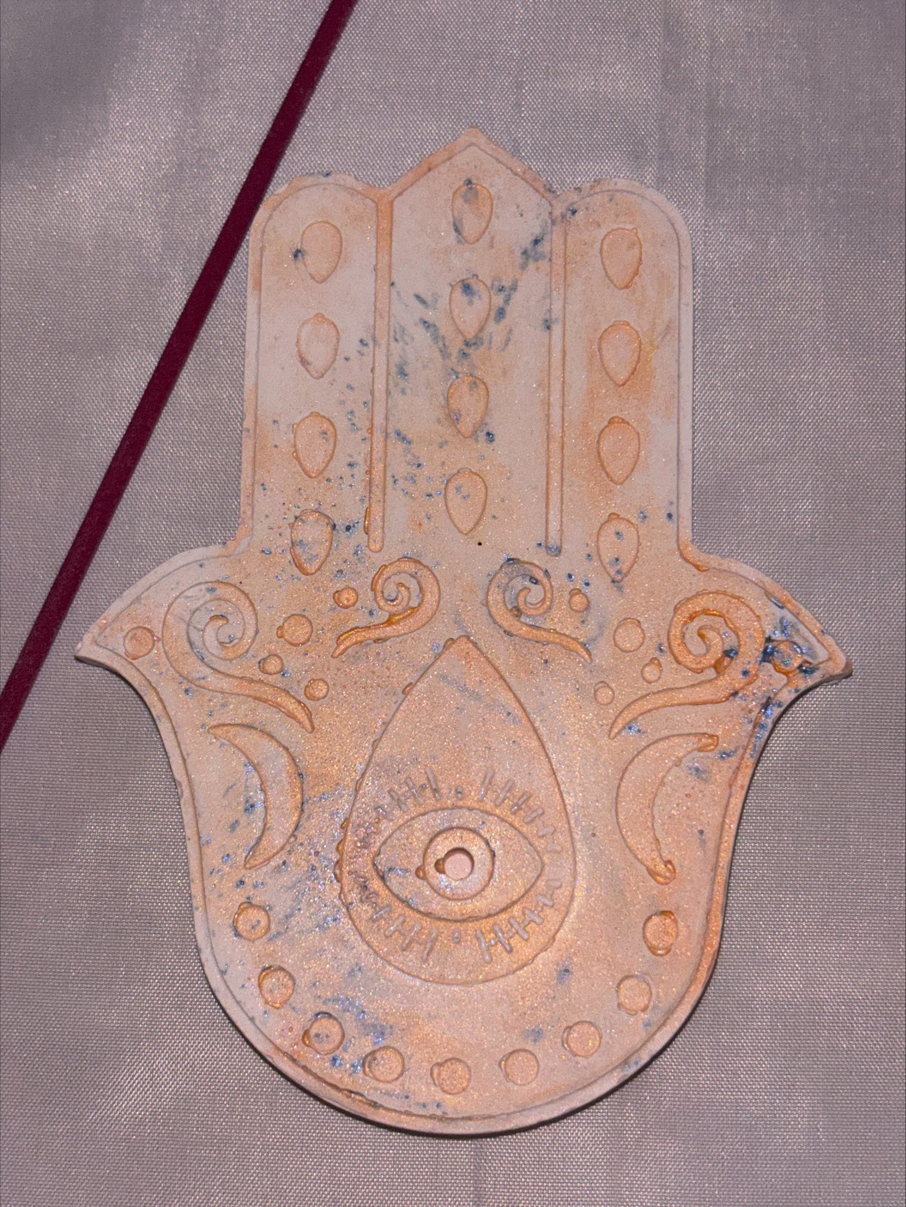 Incense holder Mandala hand orange
