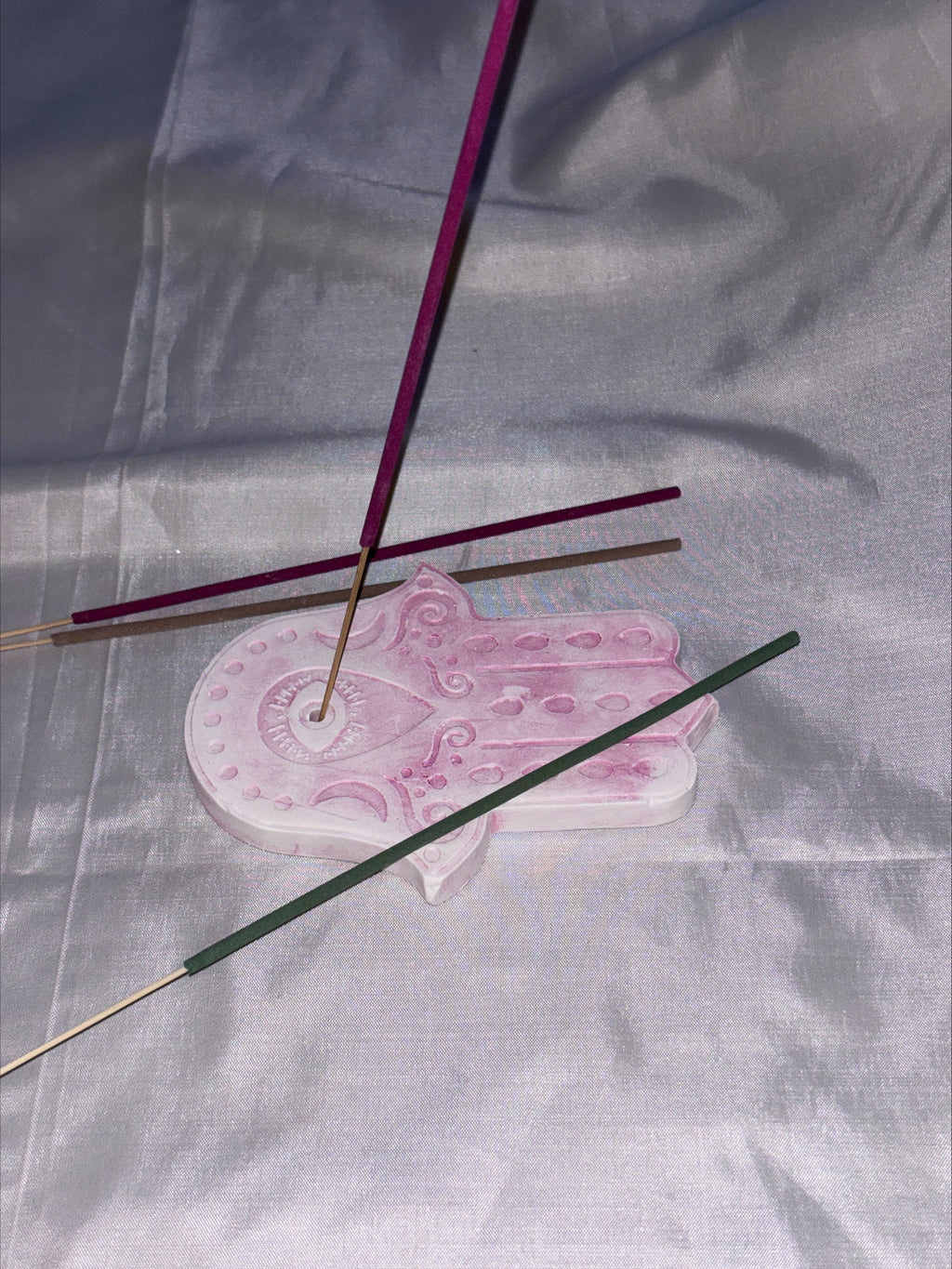 Incense holder Mandala hand pink