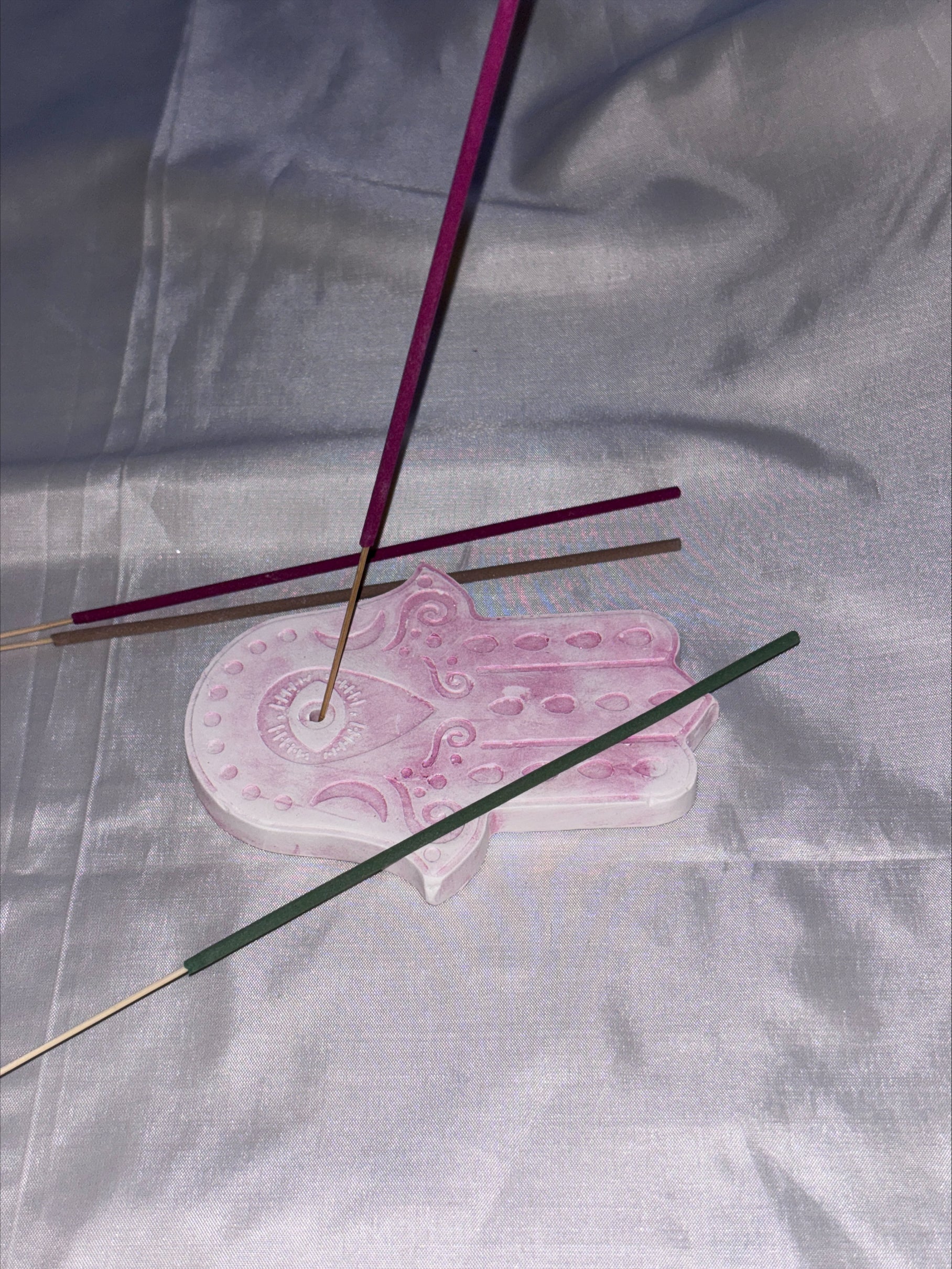 Incense holder Mandala hand pink