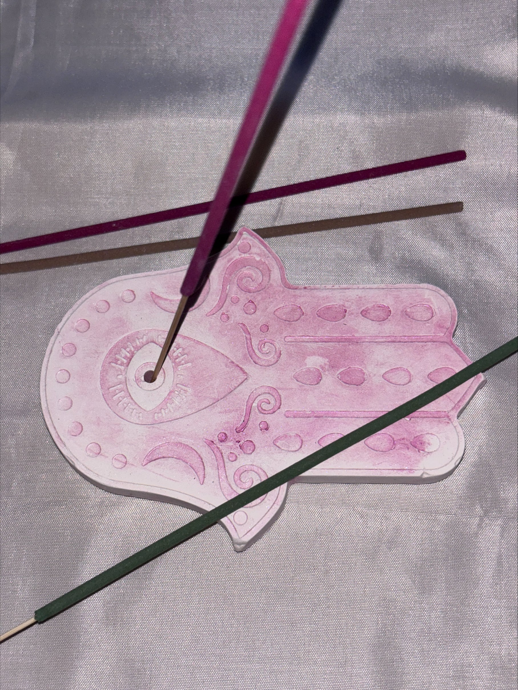 Incense holder Mandala hand pink