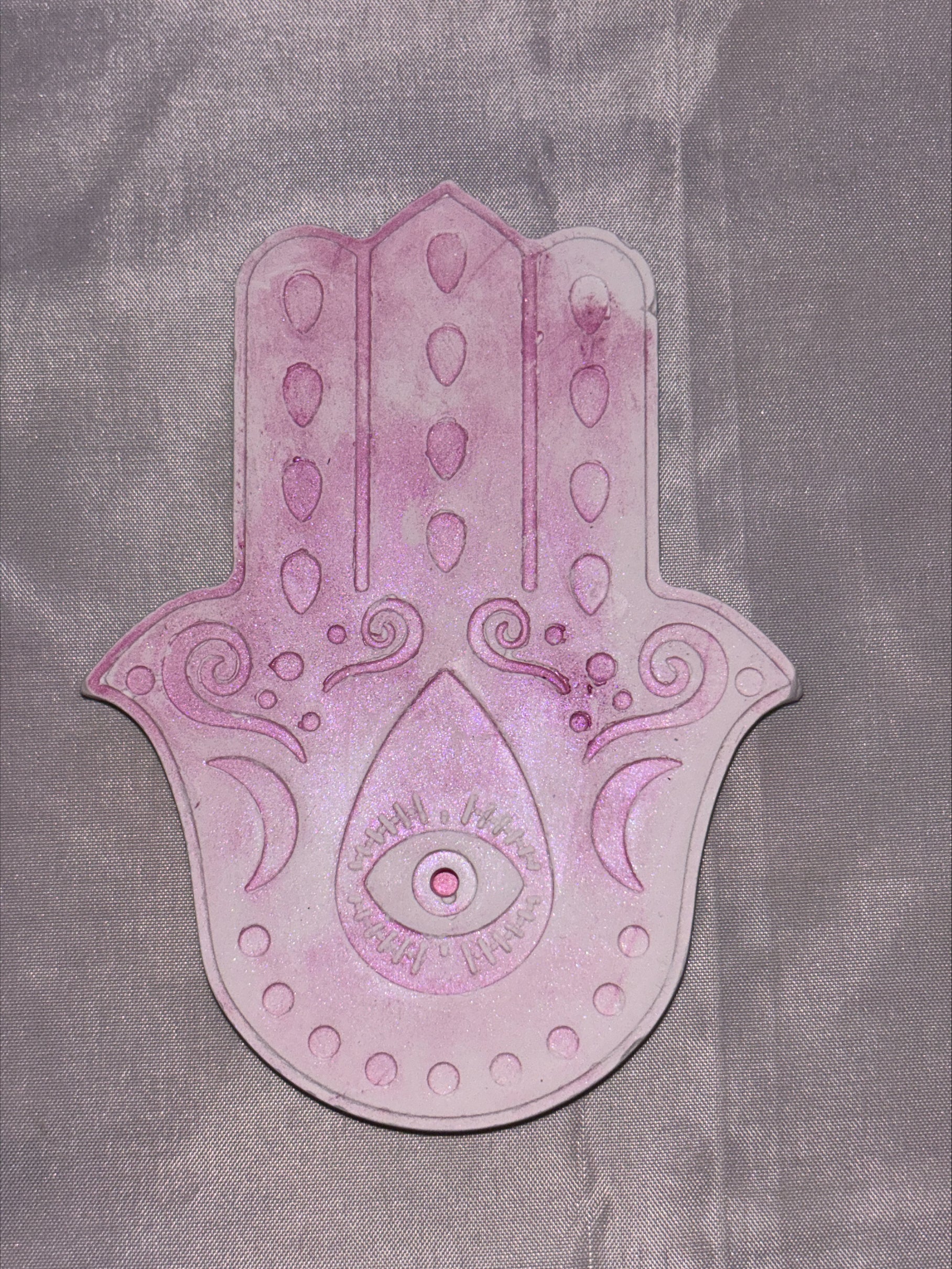 Incense holder Mandala hand pink