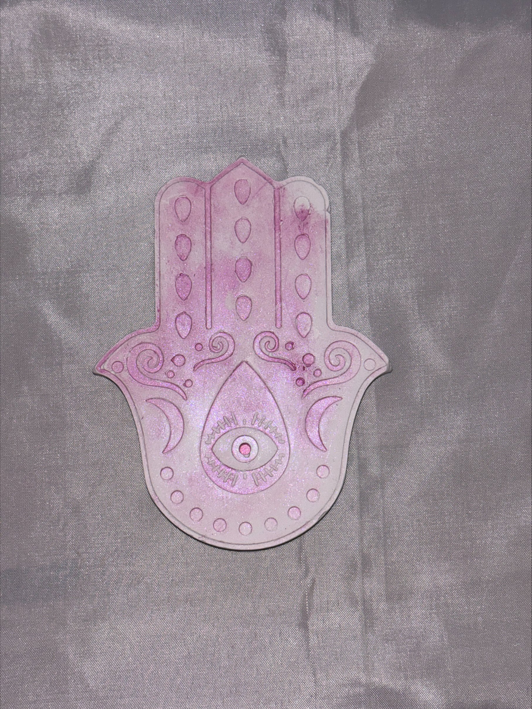 Incense holder Mandala hand pink