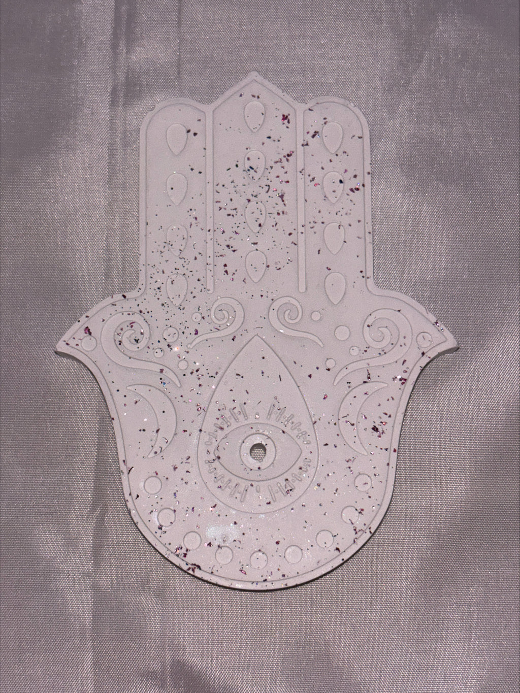 Incense holder Mandala hand pink glitter