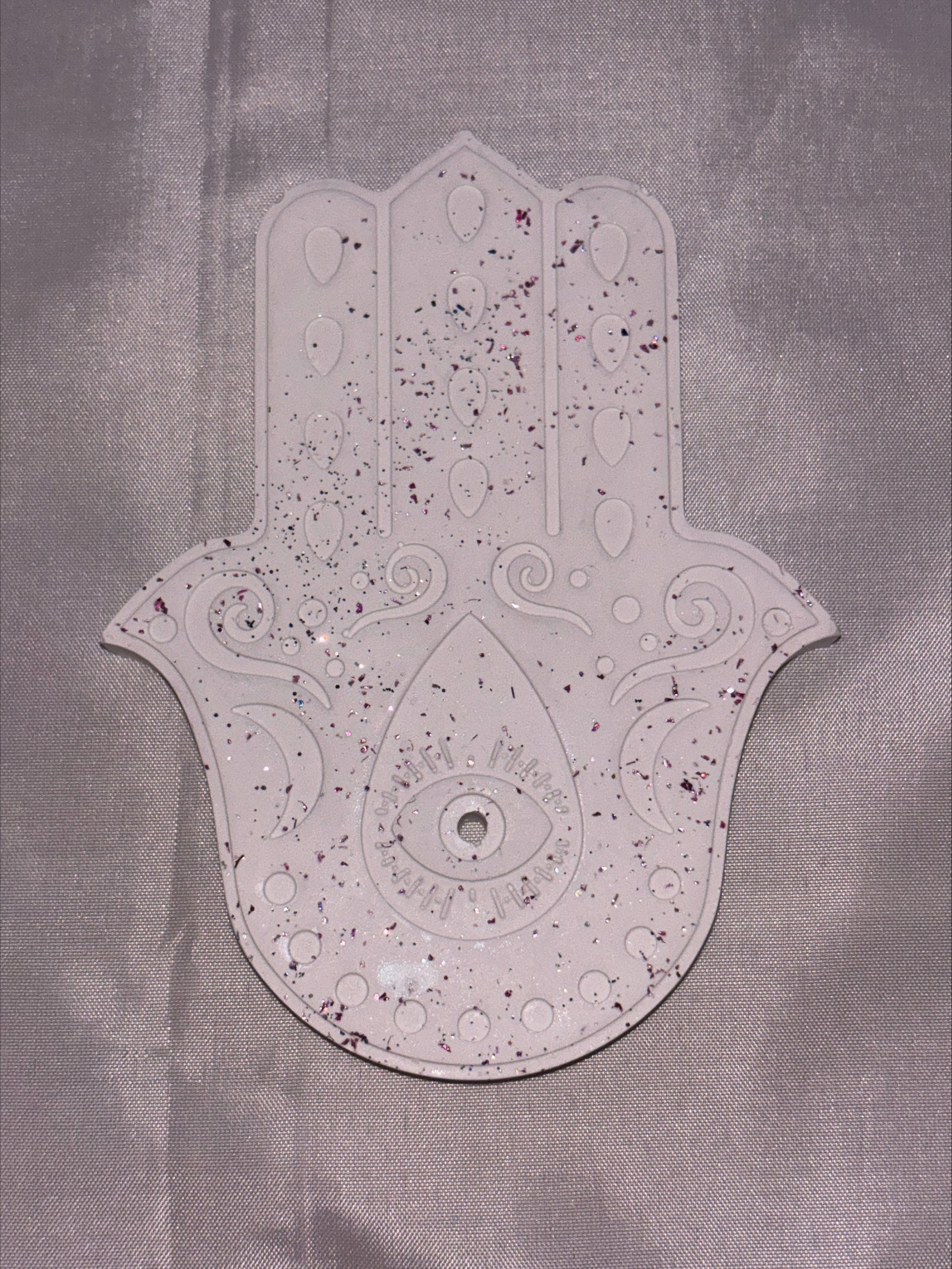 Incense holder Mandala hand pink glitter