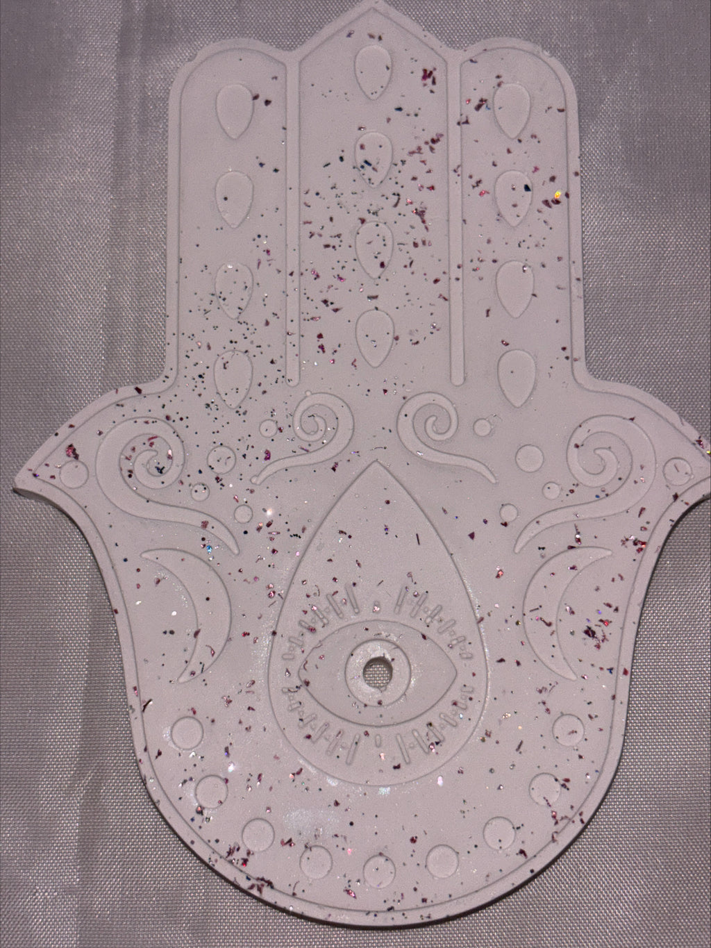 Incense holder Mandala hand pink glitter