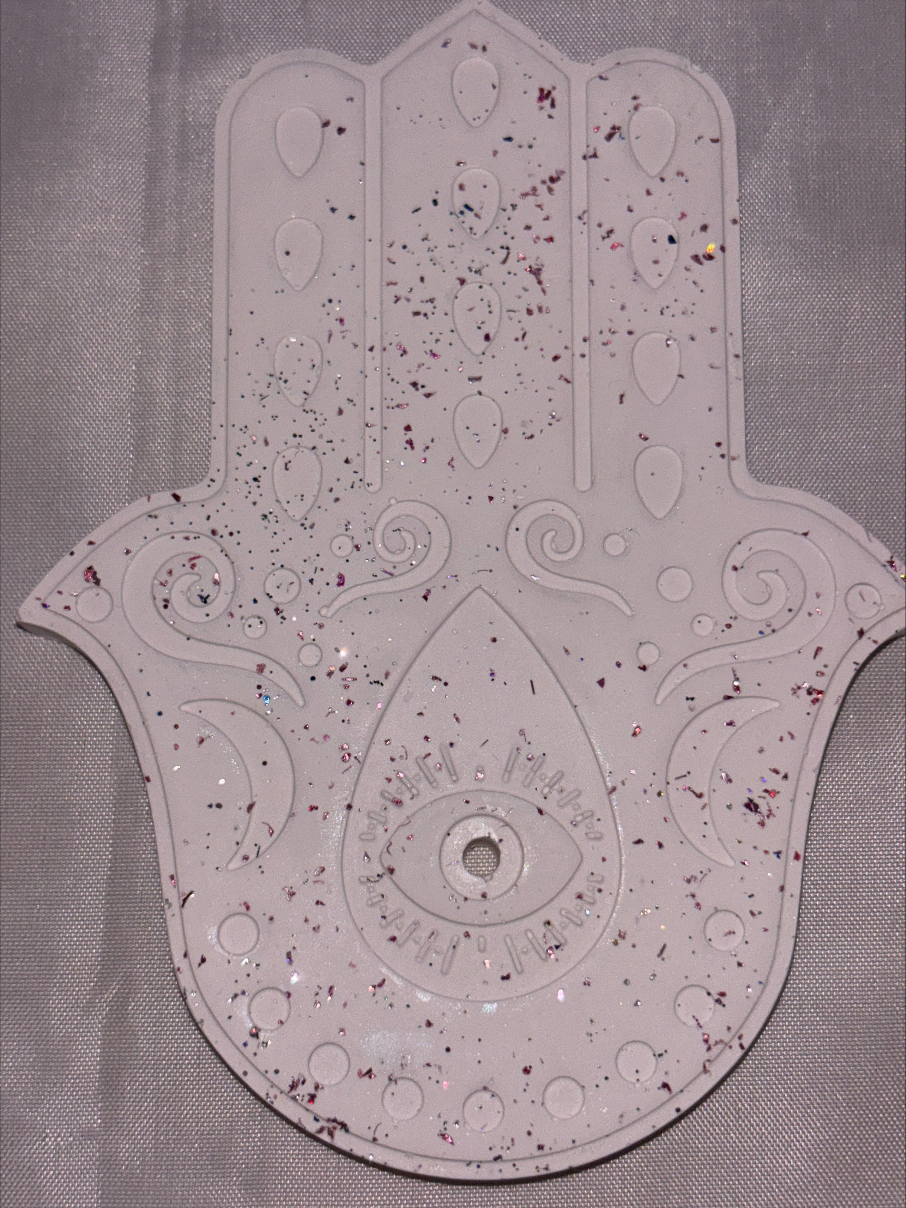 Incense holder Mandala hand pink glitter