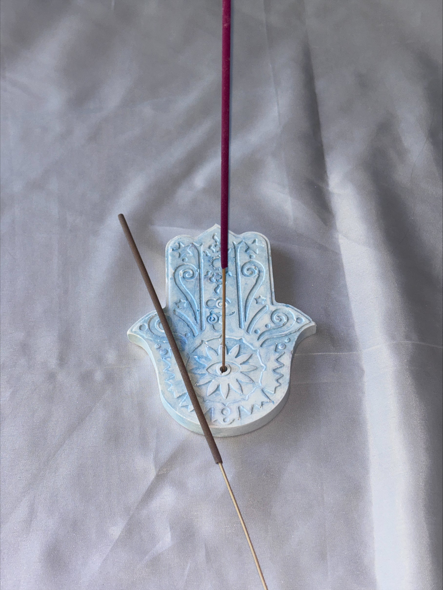 Incense holder Mandala hand blue