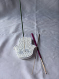 Incense holder Mandala hand blue glitter