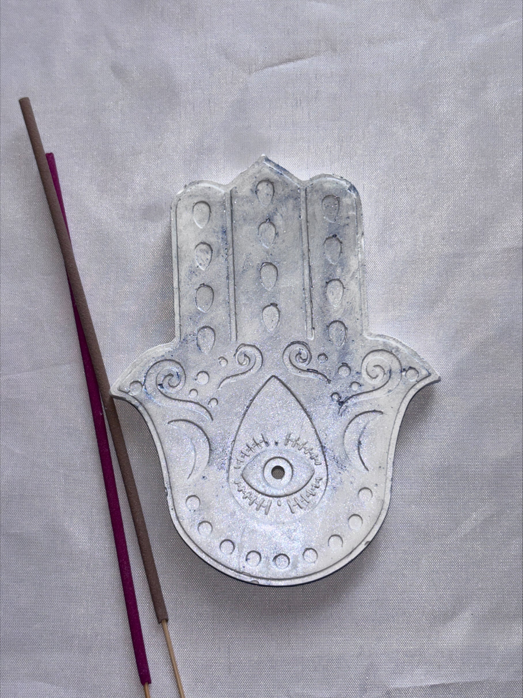 Incense holder Mandala hand grey
