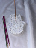 Incense holder Mandala hand silver glitter