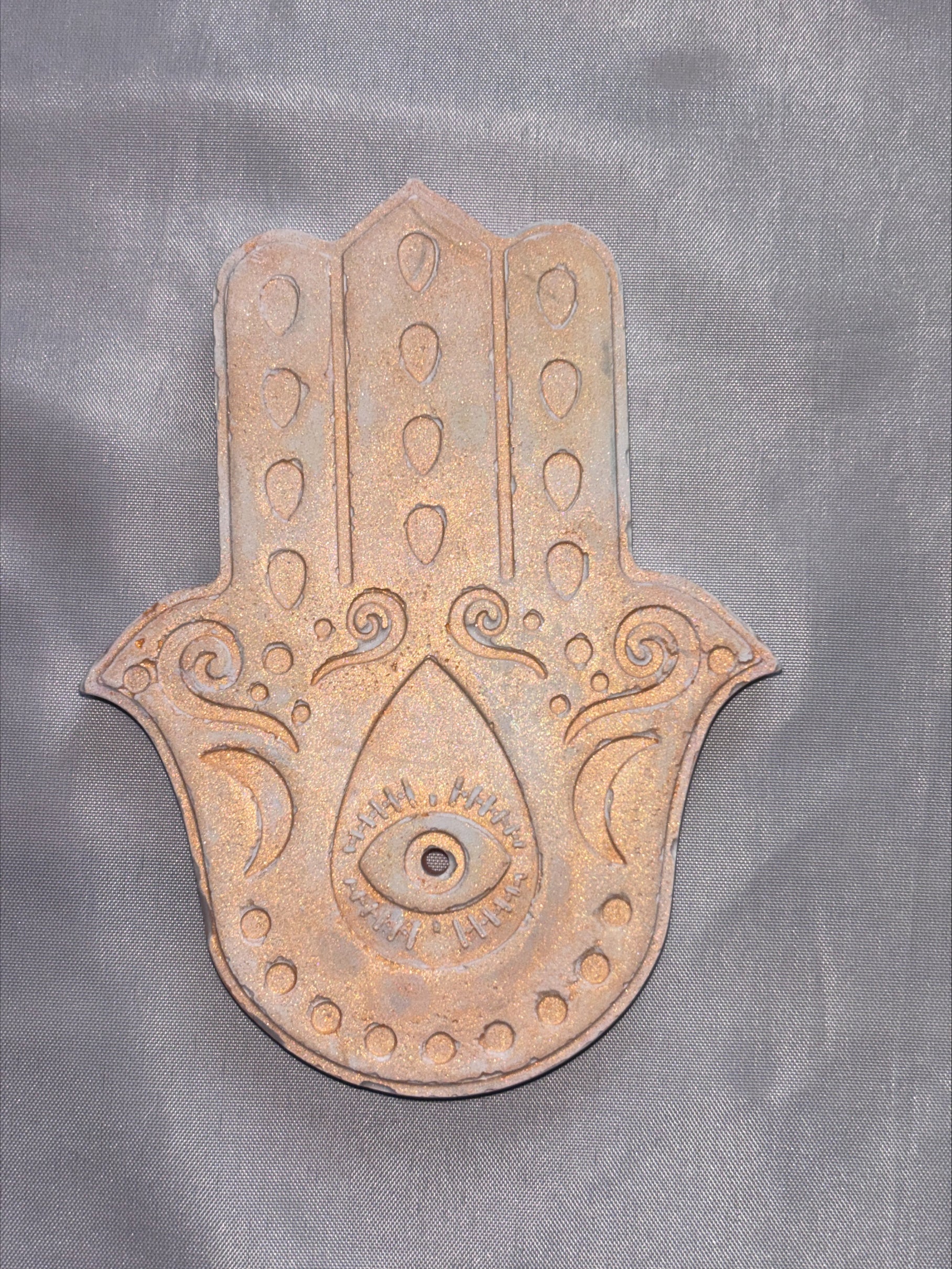 Incense holder Mandala hand orange