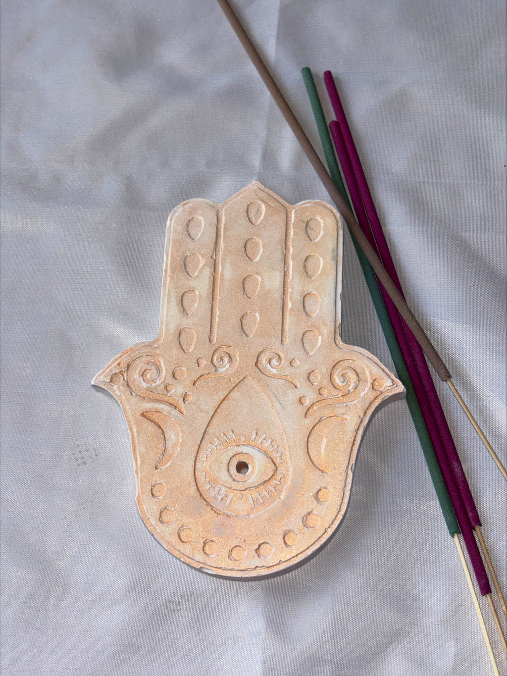 Incense holder Mandala hand orange