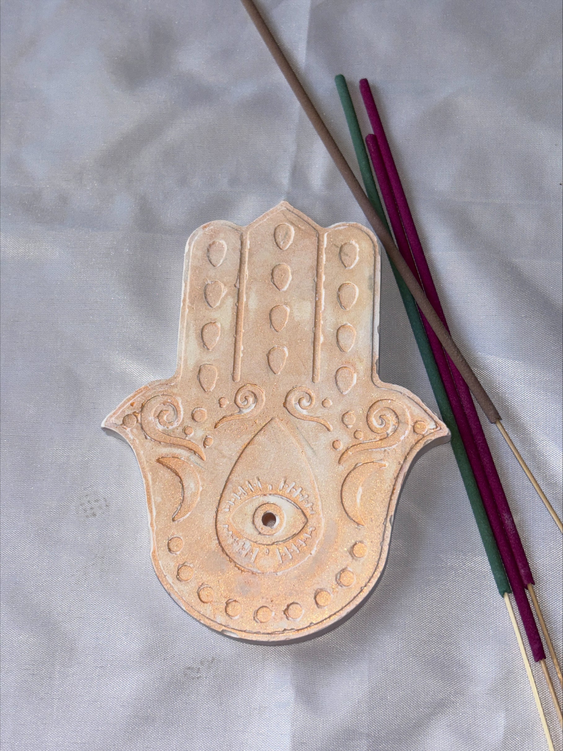 Incense holder Mandala hand orange