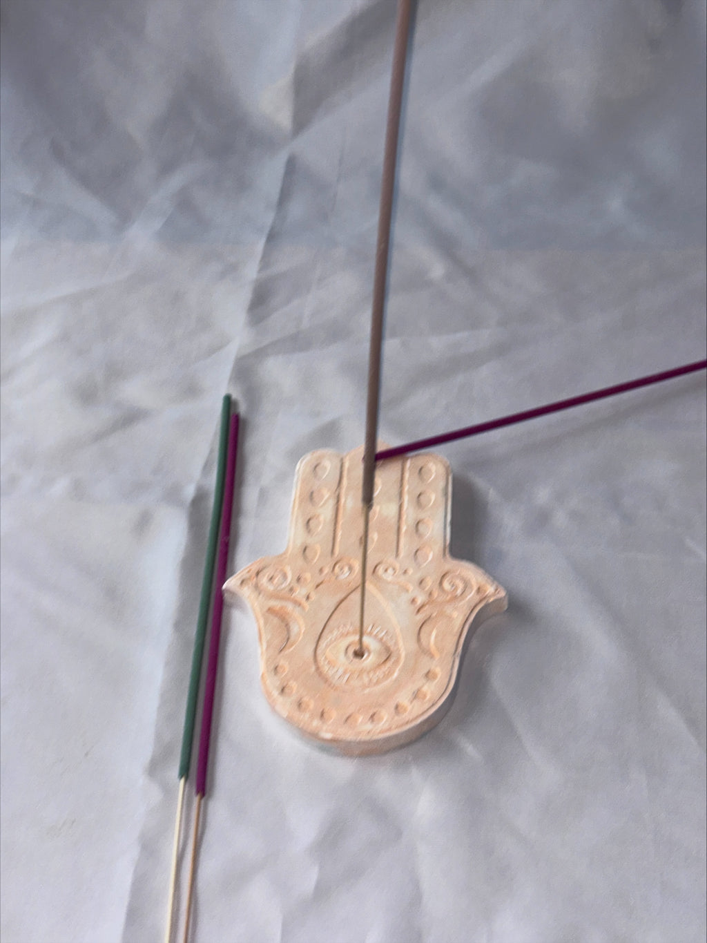 Incense holder Mandala hand orange