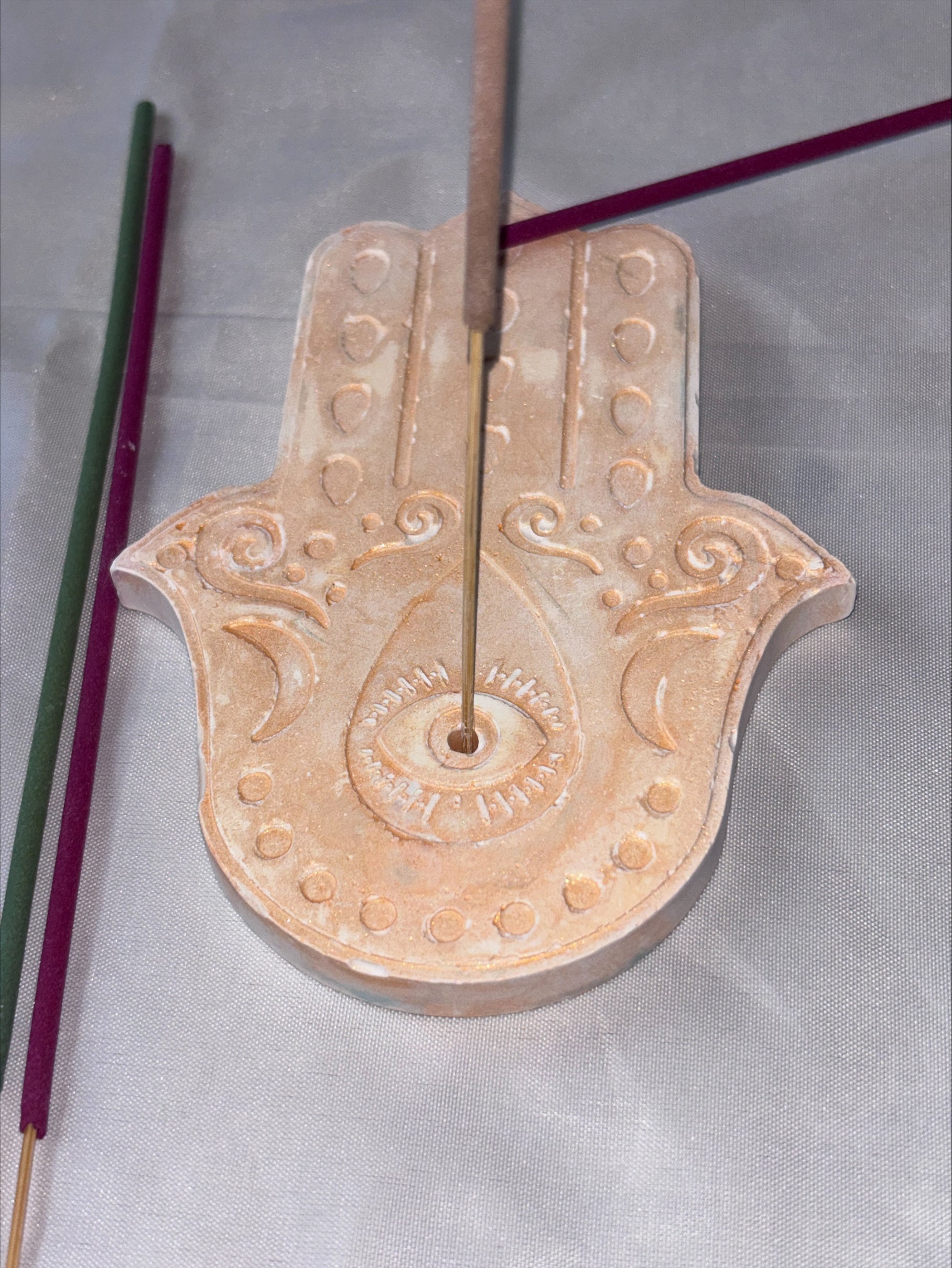 Incense holder Mandala hand orange
